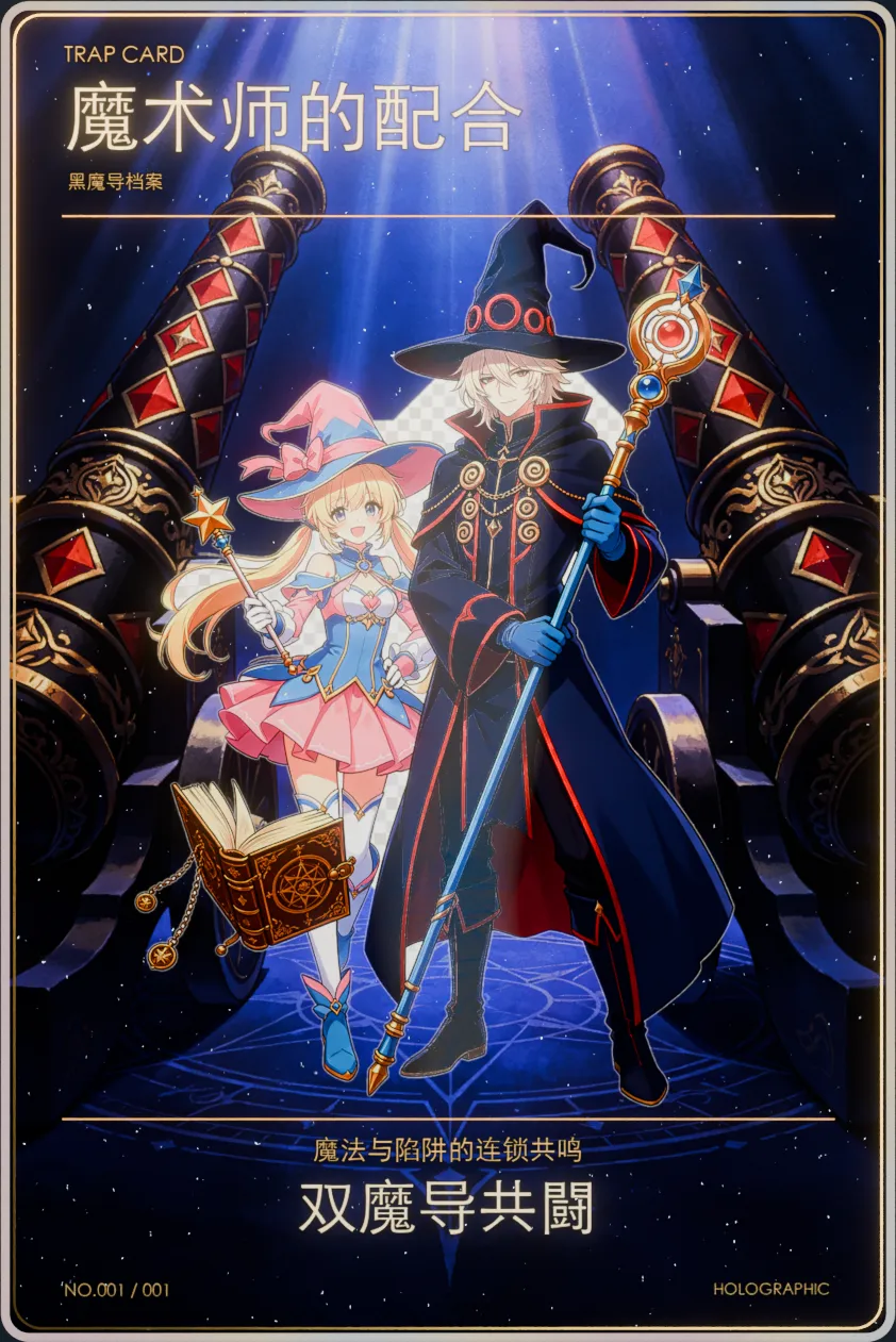 魔术师的配合 3D 全息闪卡